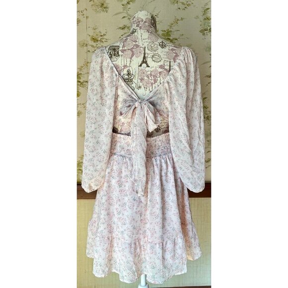 Tie Back Casual Dress Lantern Sleeve Dress Tie Back Sundress - Picture 5 of 7